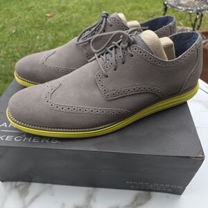 Men's Shoes Size 13 Mark Nason Lunargrand Wingtip shoes grey suede yellow